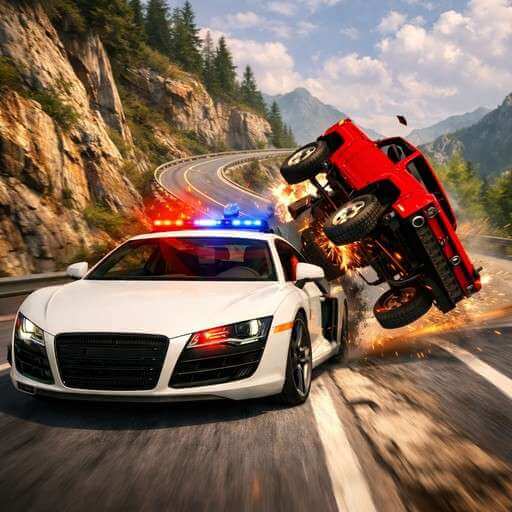Police Chase With Destruction